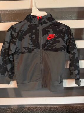 Nike Black Camo Toddler Jacket with Bright Red Lining
